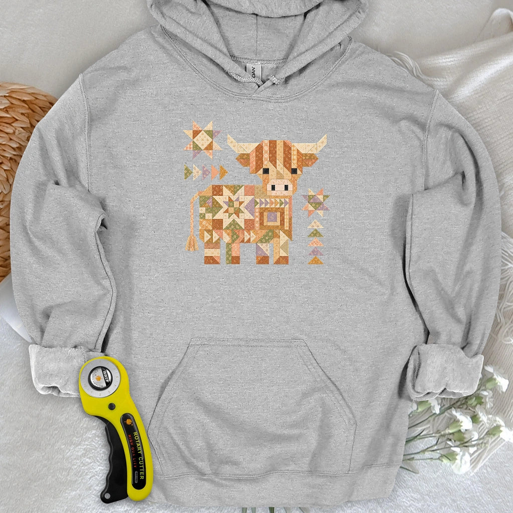 Patchwork Highland Cow Hoodie