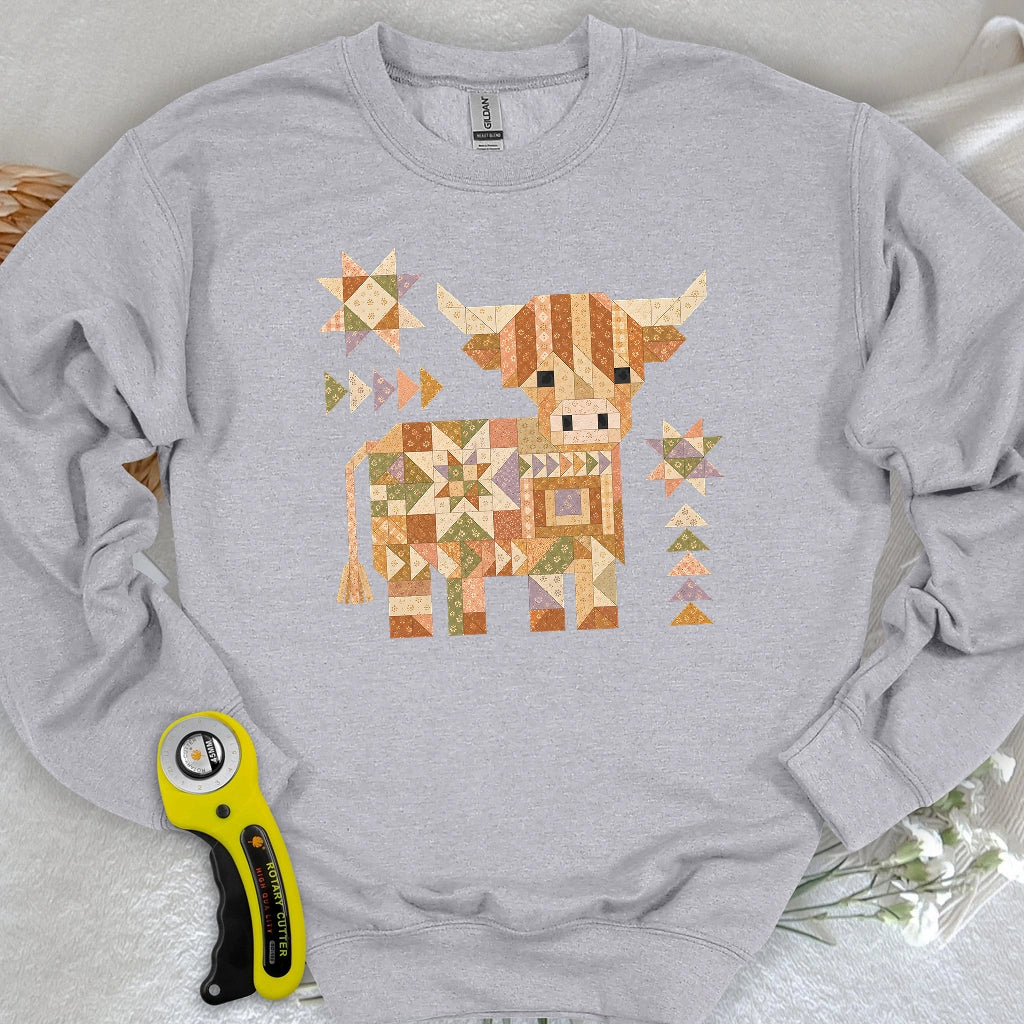 Patchwork Highland Cow Sweatshirt