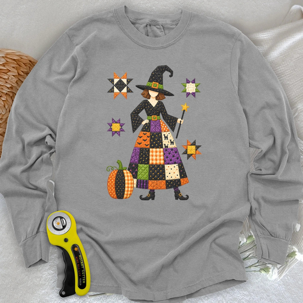 Patchwork Quilt Witch Long Sleeve T-shirt