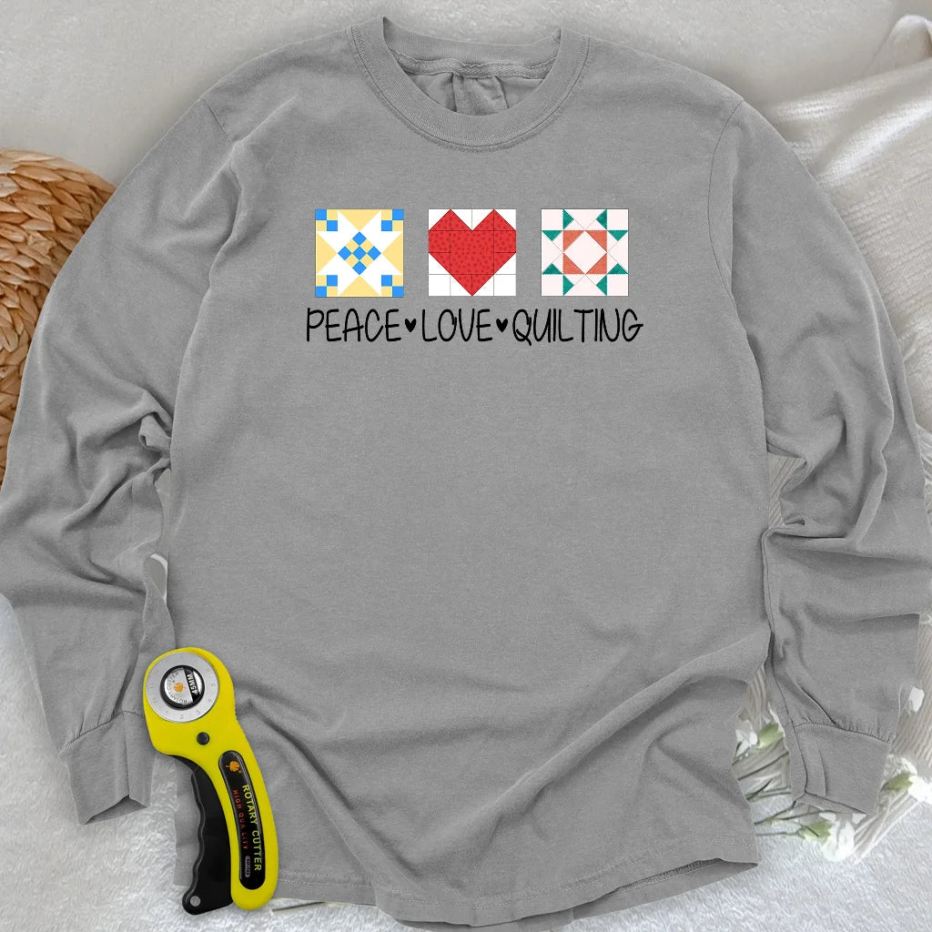 Peace Love Quilting Langarm-T-Shirt