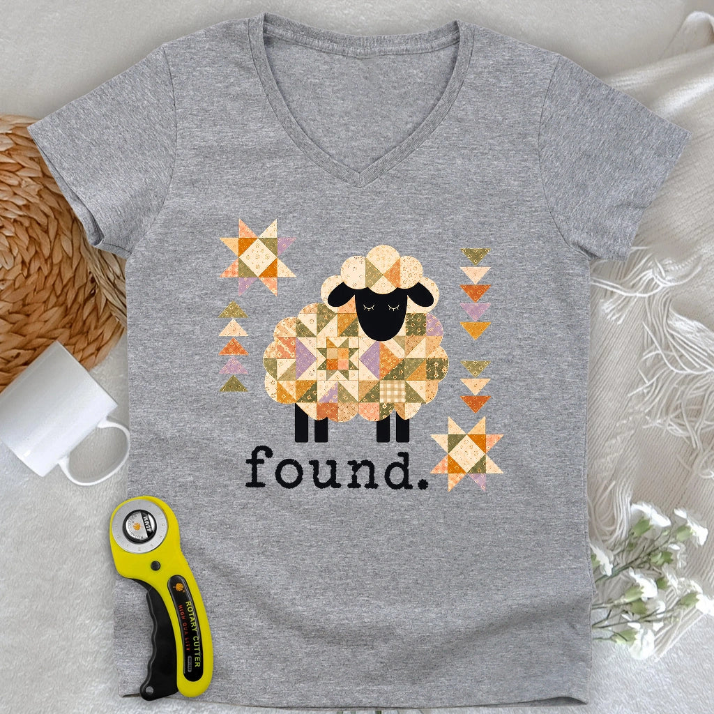 Psalm 23 Patchwork Sheep Lady V-neck