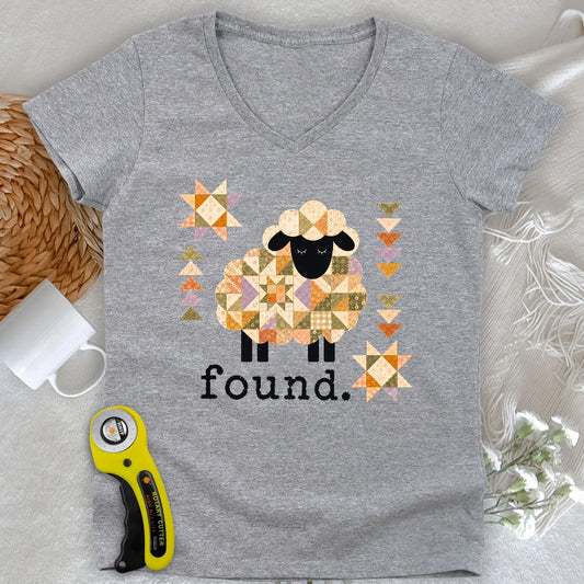 Psalm 23 Patchwork Sheep Lady V-neck