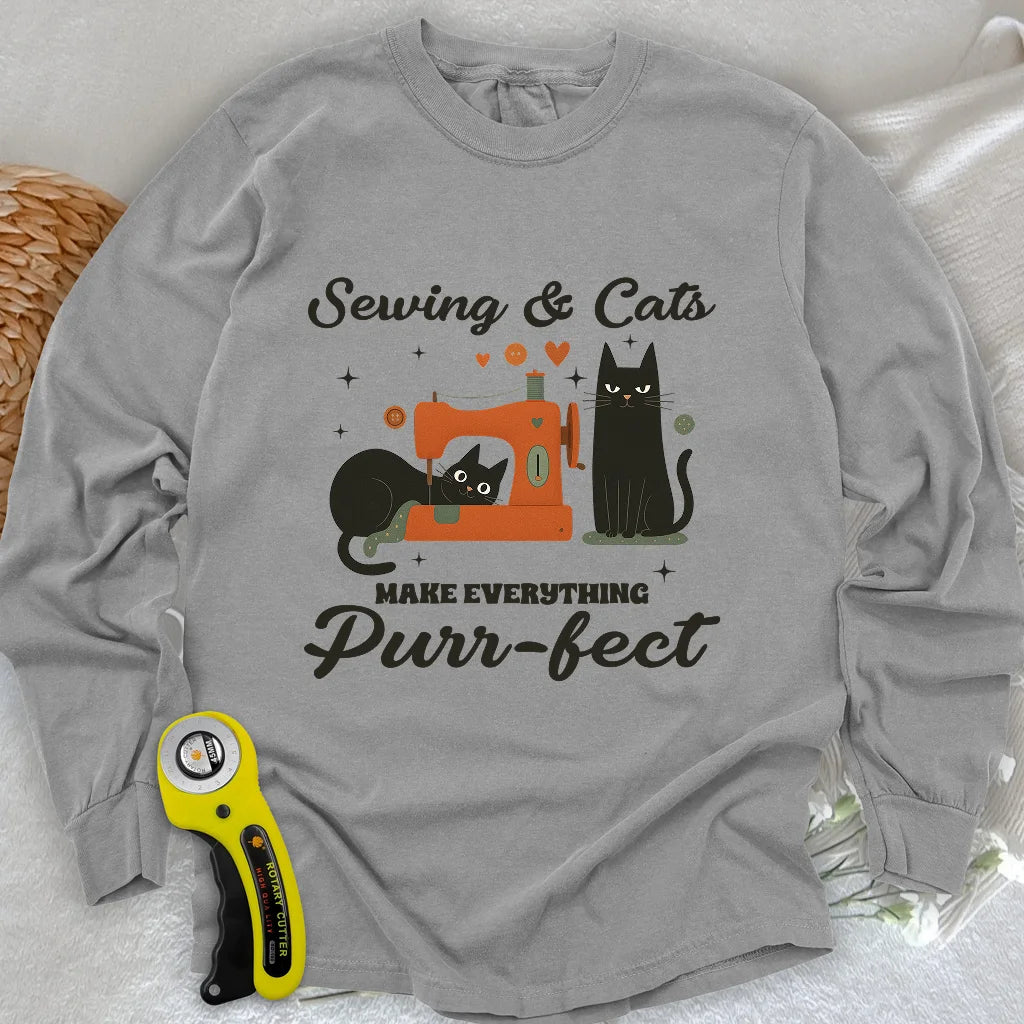 Purr-fect Sewing Long Sleeve T-shirt