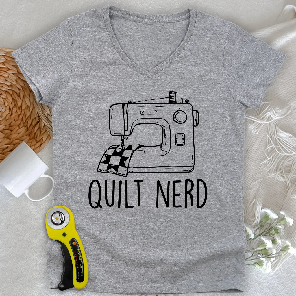 T-shirt col en V pour passionnée de patchwork