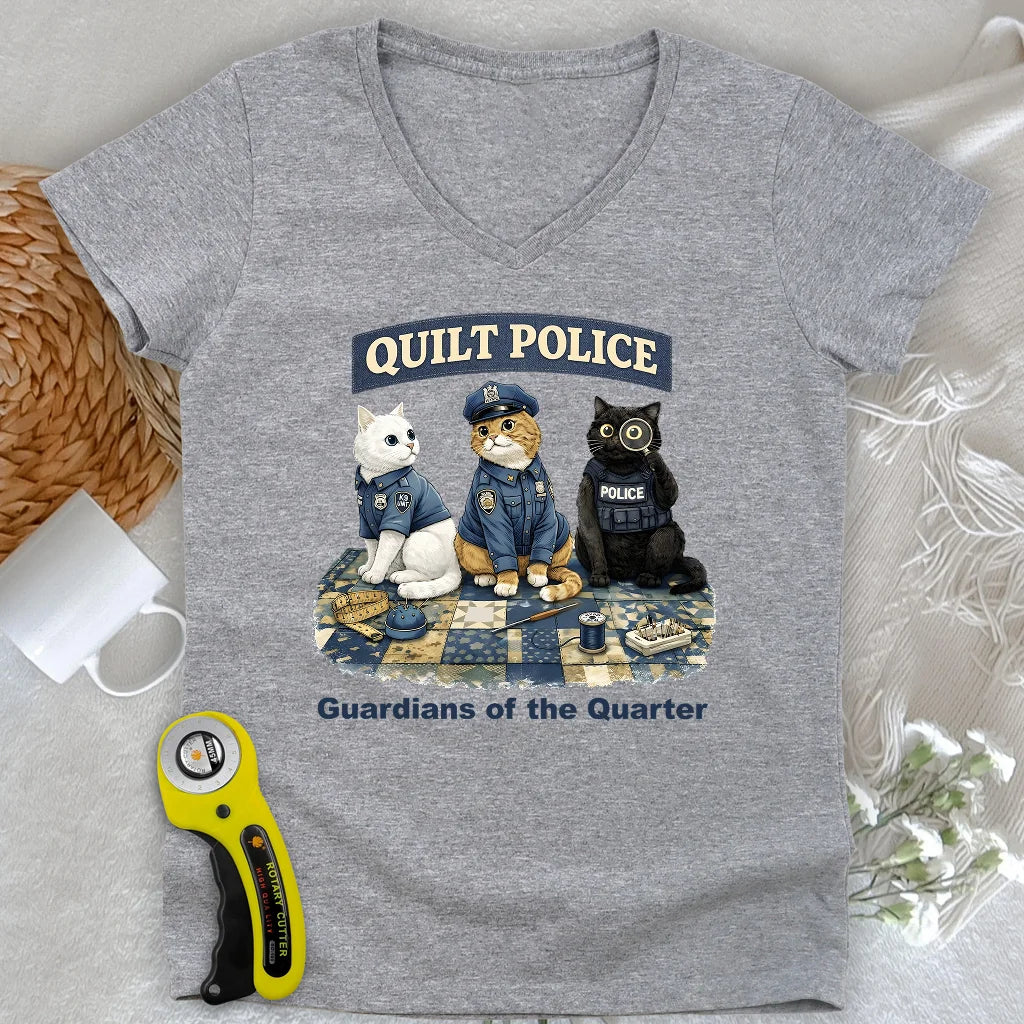 Quilt Police Lady V-neck