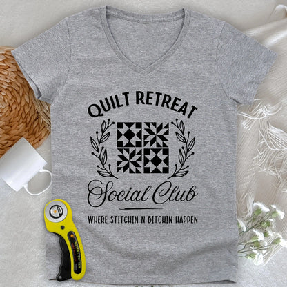 Quilt Retreat Lady V-neck