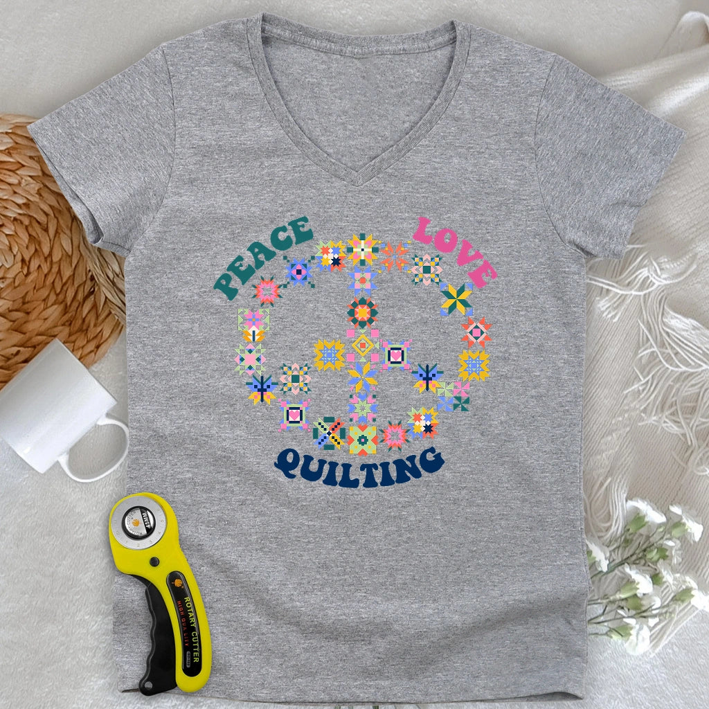 Quilting Brings Peace Lady V-neck
