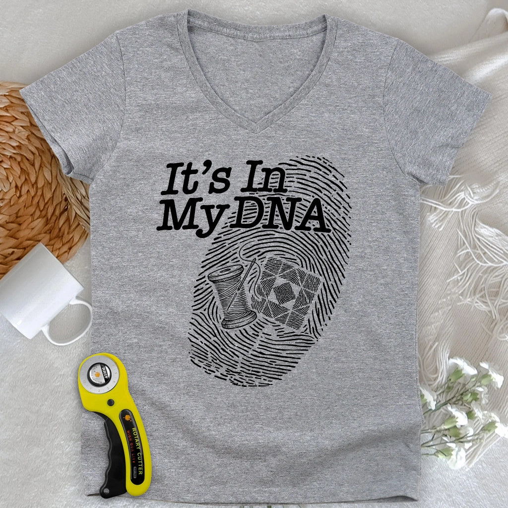 T-shirt col V Femme - Motifs ADN pour Quilteuses