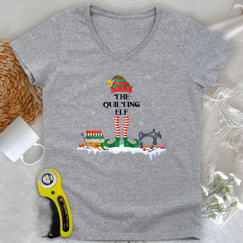 Quilting ELF Lady V-neck