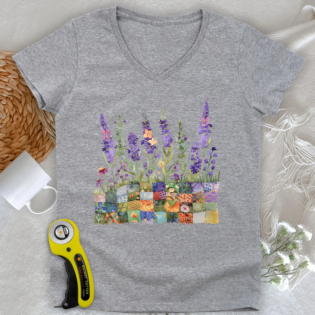 Quilting Field Lady V-neck