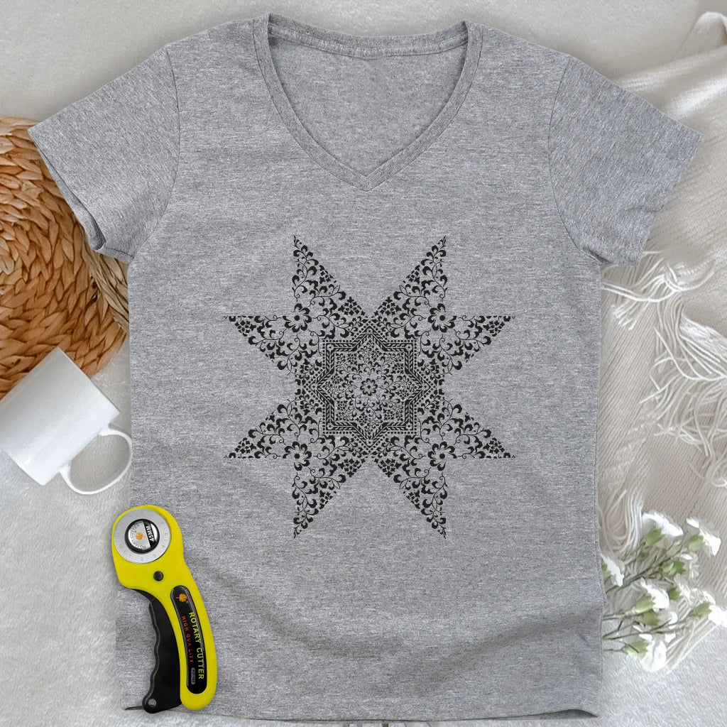 Quilting Mandala Lady V-neck