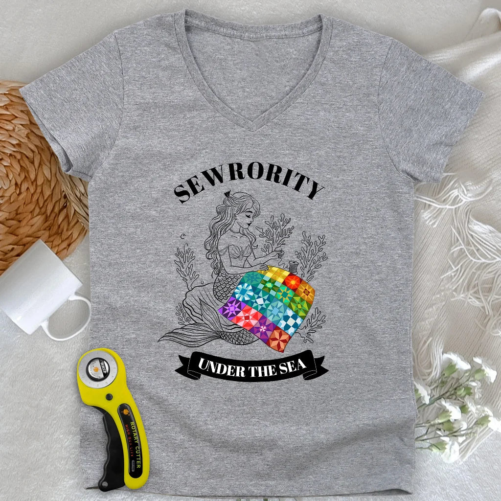 Quilting Mermaid Lady V-neck