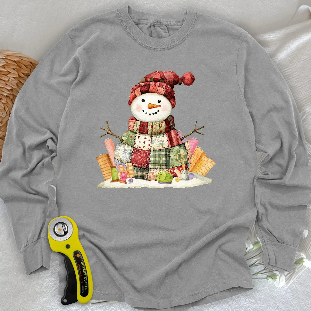 Quilting Snowman Long Sleeve T-shirt