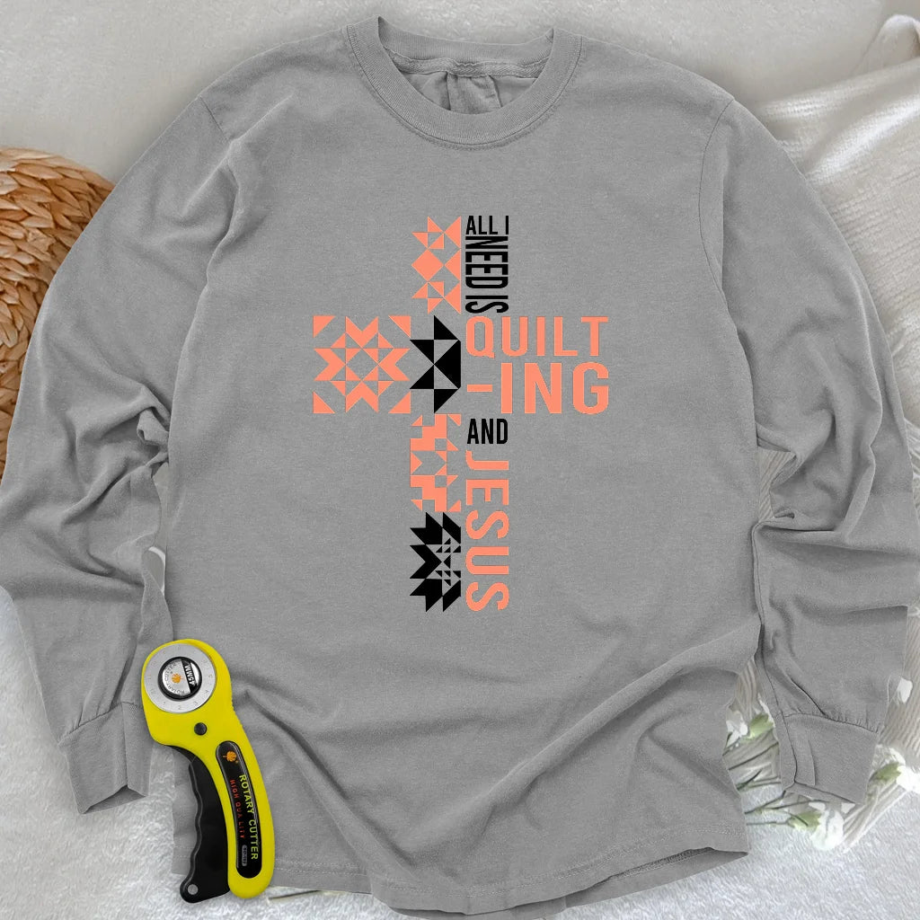 Steppnähen und Jesus Langarm-T-Shirt