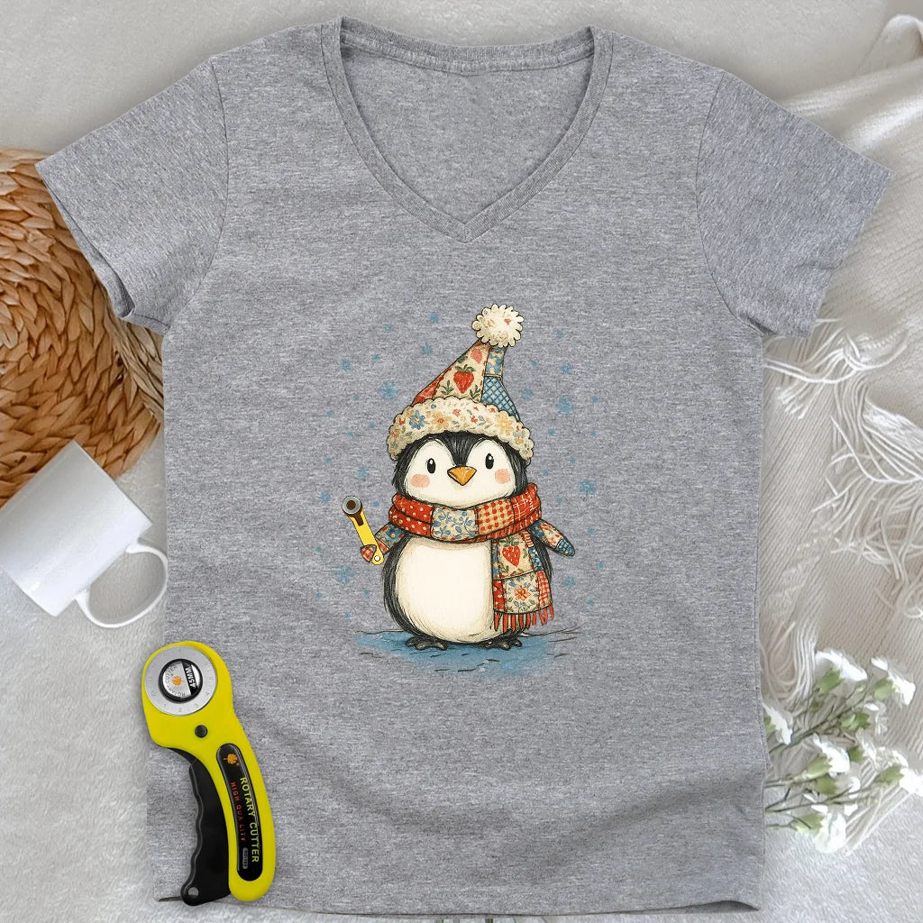 Quilty Little Penguin Femme Col V