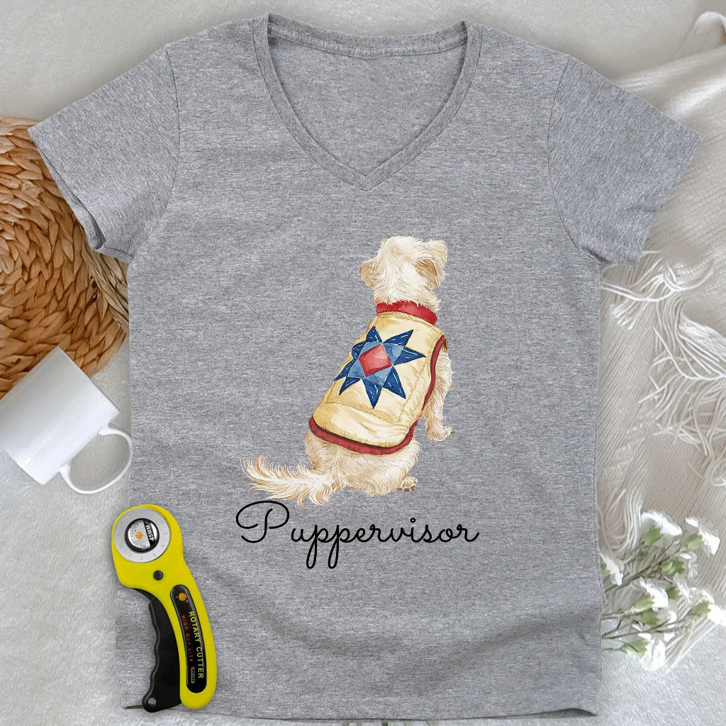 Quilty Pup Star Lady V-neck
