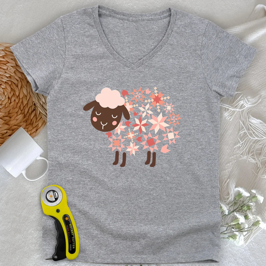 Quilty Sheep Lady V-neck