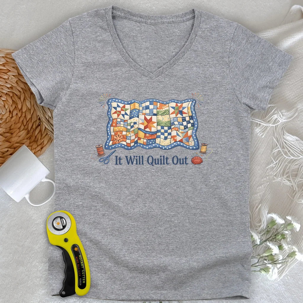 Relax… It Will Quilt Out Lady V-neck