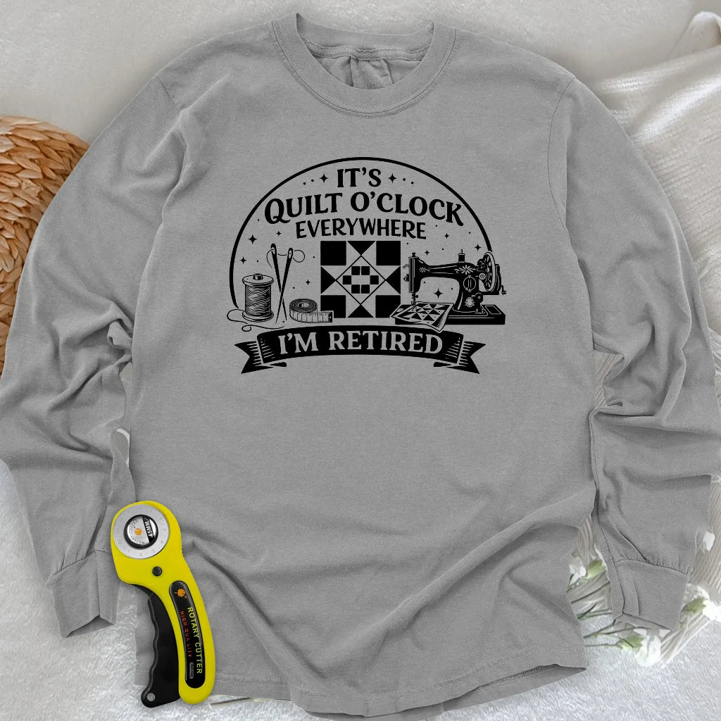 Langarm-T-Shirt für pensionierte Quilter