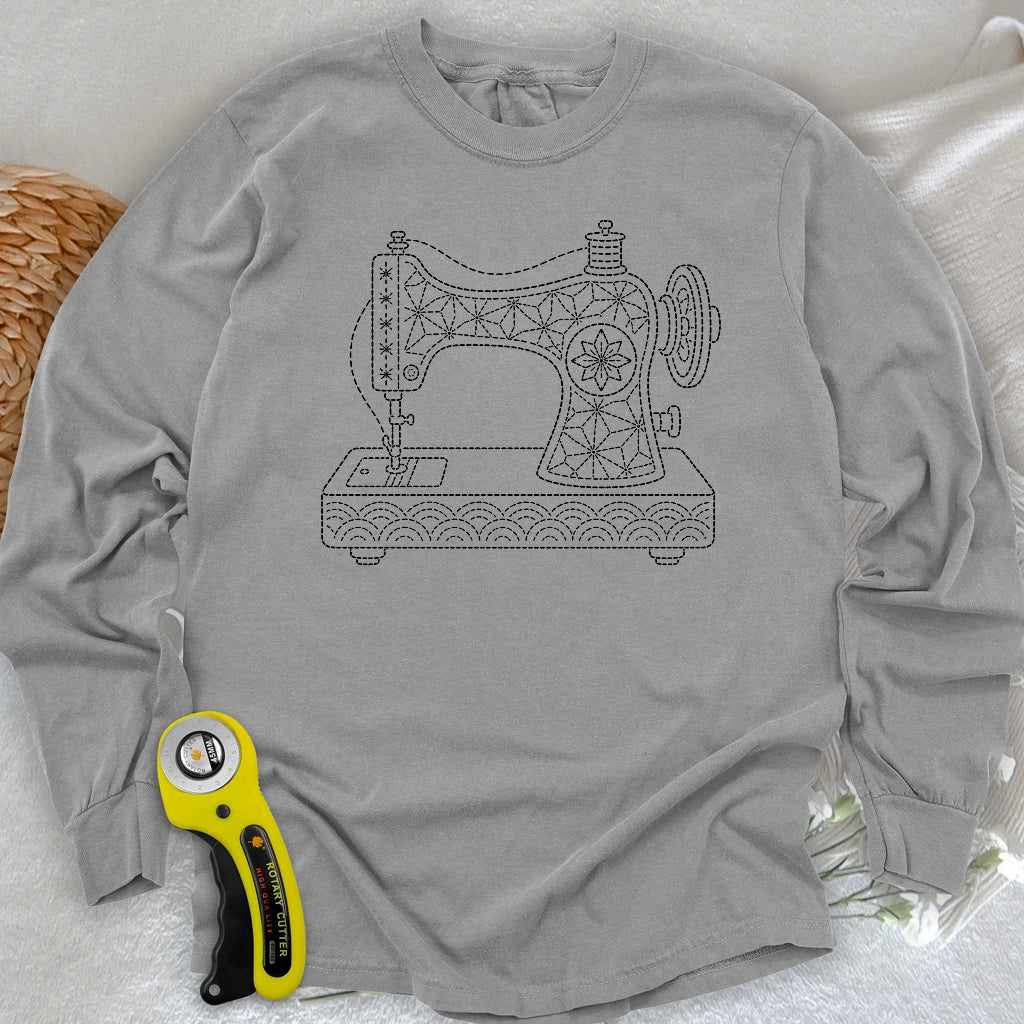 Sashiko Sewing Machine Long Sleeve T-shirt