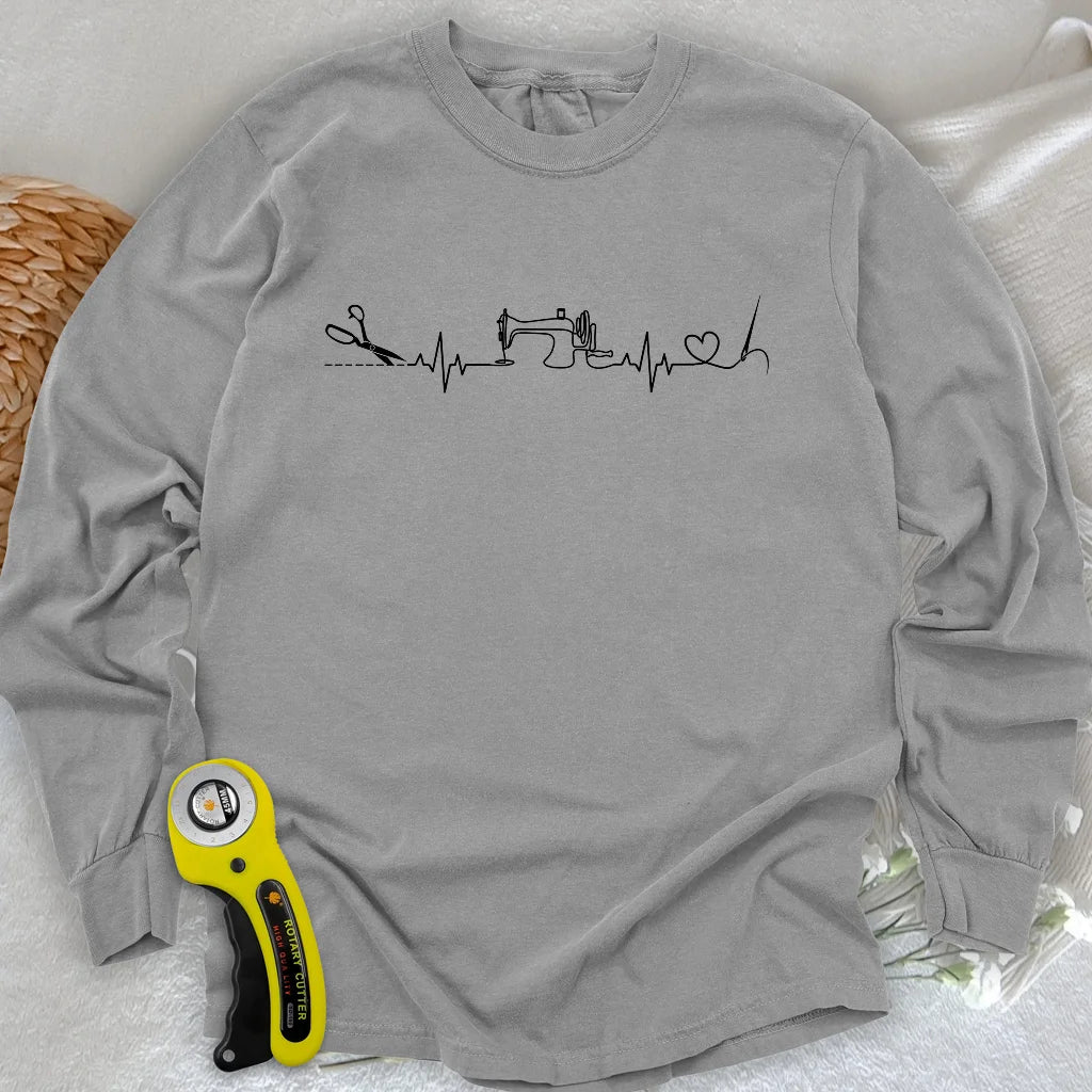 Sewing Heartbeat Long Sleeve T-shirt