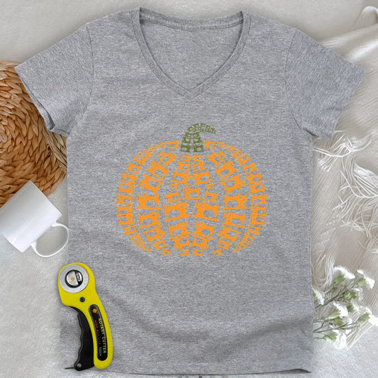 Sewing Machine Pumpkin Lady V-neck
