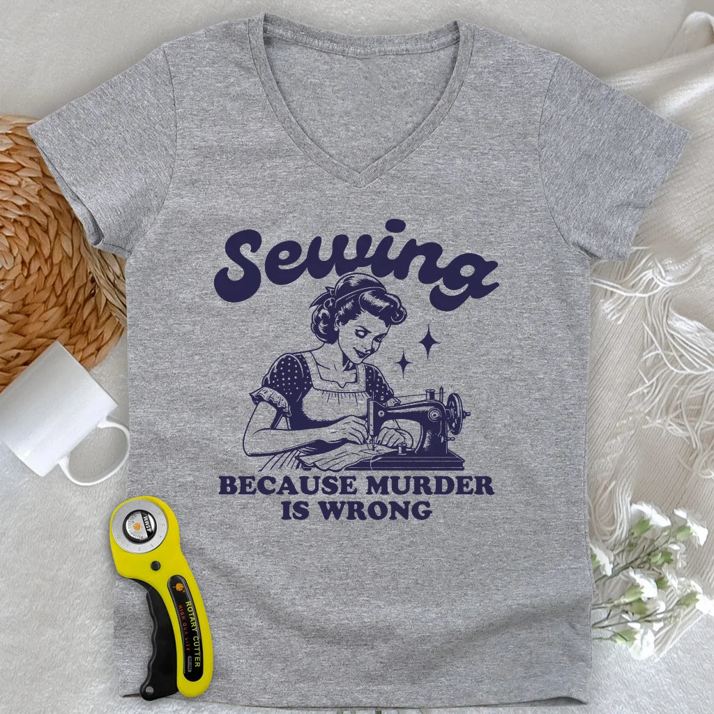 Sewing Not Murder Lady V-neck