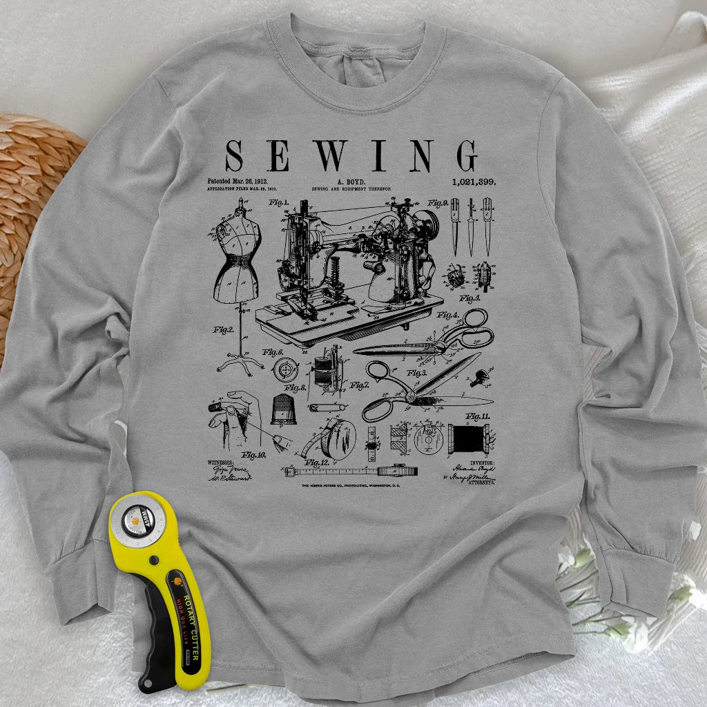 Sewing Tools Pattern Long Sleeve T-shirt
