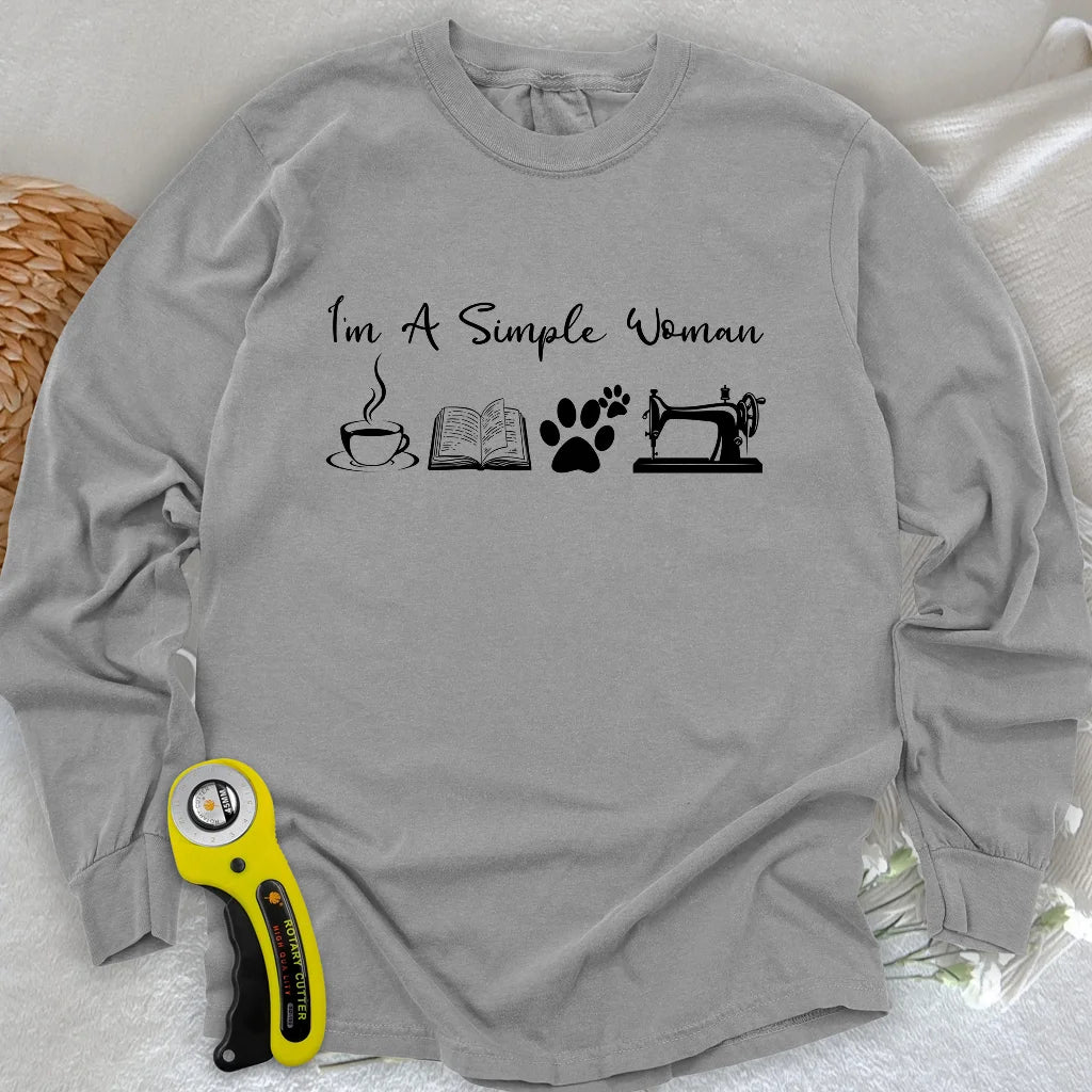 Nähende Frau Langarm-T-Shirt
