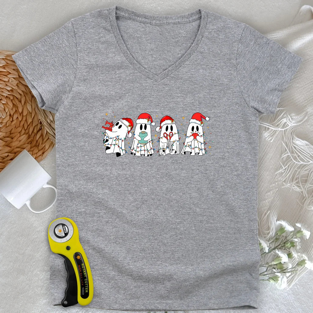 Spooky Christmas Lady V-neck