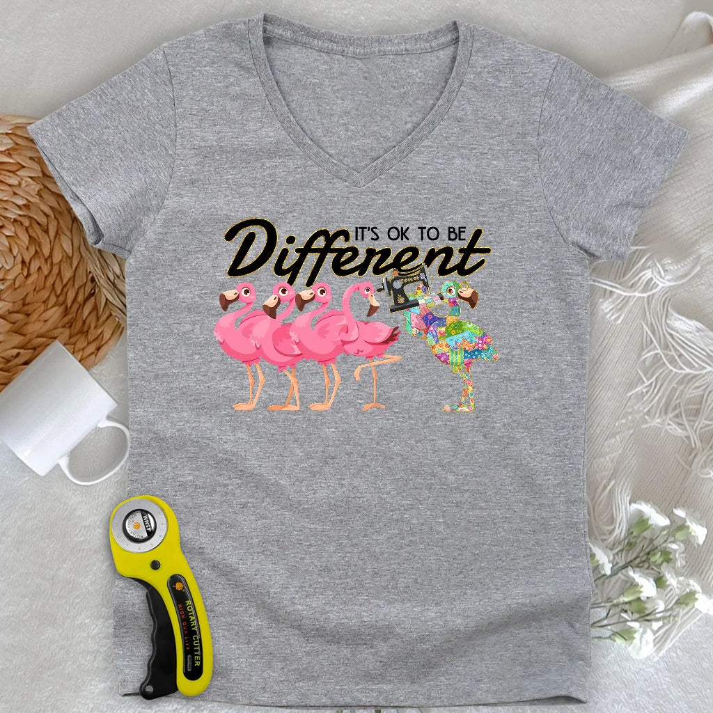 Stand Out Flamingo Lady V-neck