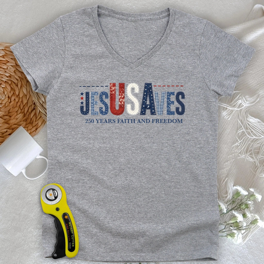 Stitching Faith Since 1776 Lady V-neck