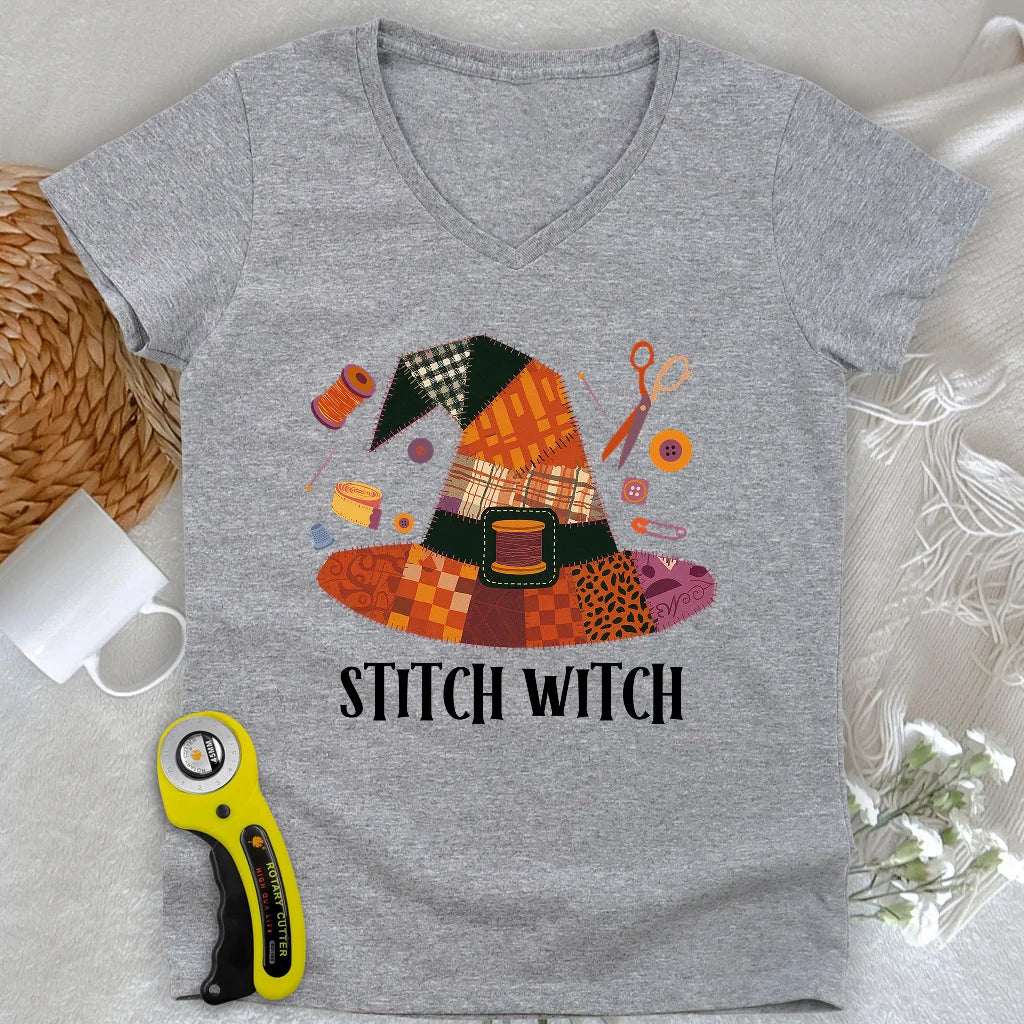 Stitchy Witch Lady V-neck