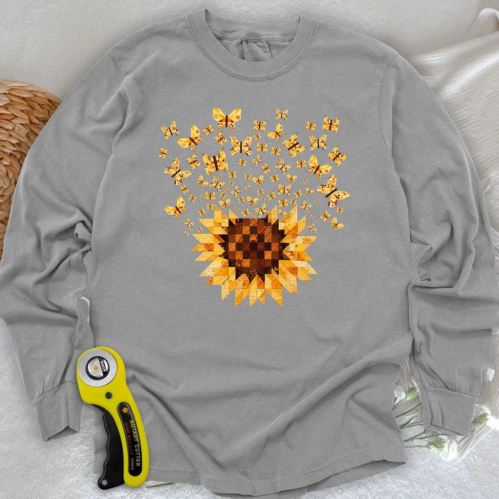 Sunflower Magic Quilt Bloom Long Sleeve T-shirt