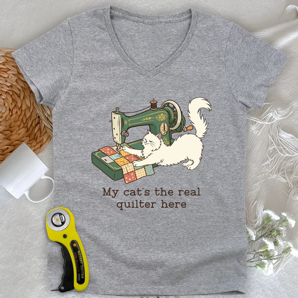 The Purrfect Seamstress Lady V-neck