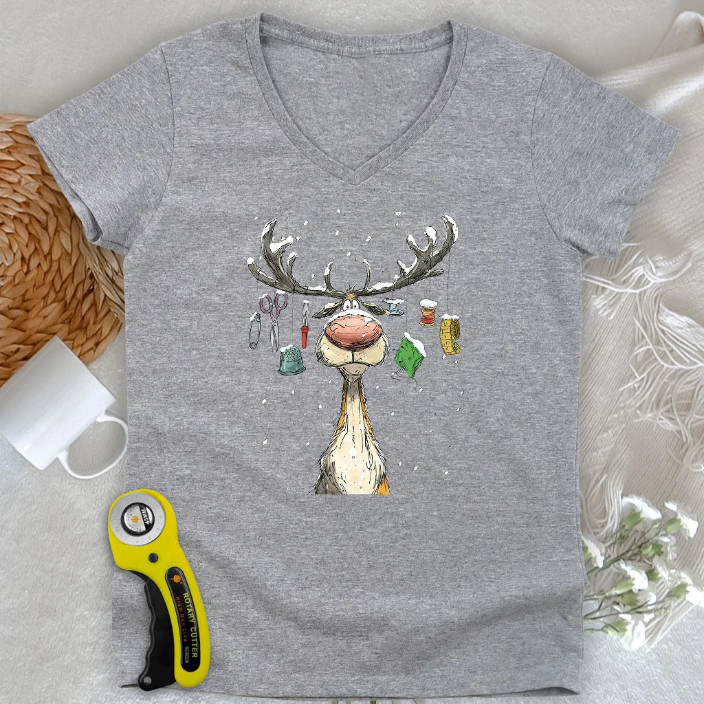 Le décolleté en V de la femme Reindeer Quilter