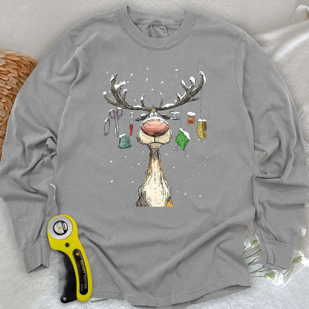 Das Rentier-Steppdecken-Langarmshirt
