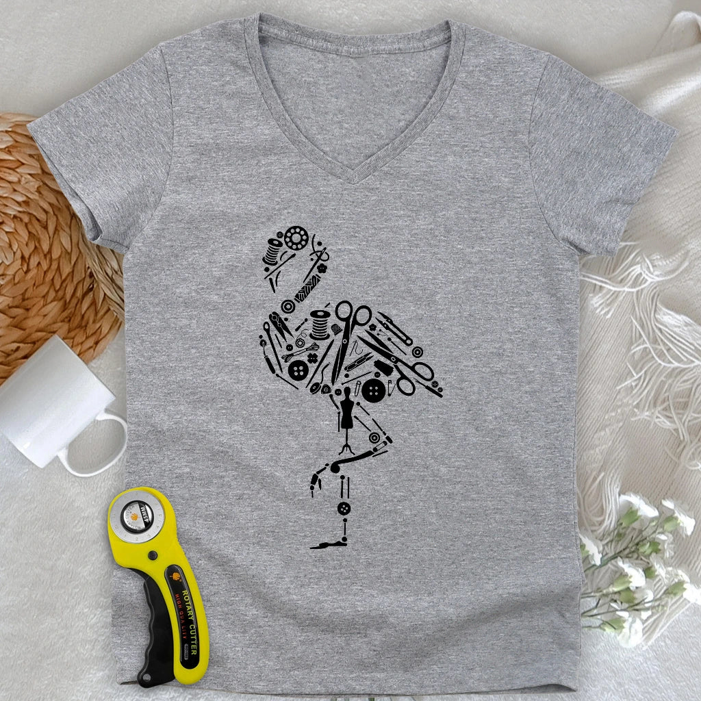 The Tailor's Flamingo Lady V-neck