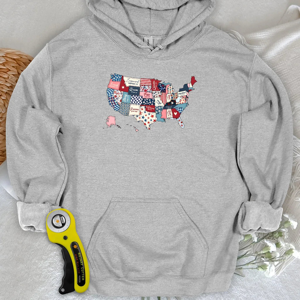 USA Quilt Map Hoodie