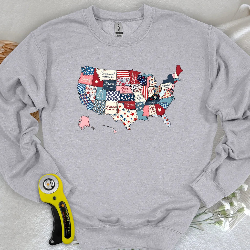 USA Quilt Map Sweatshirt