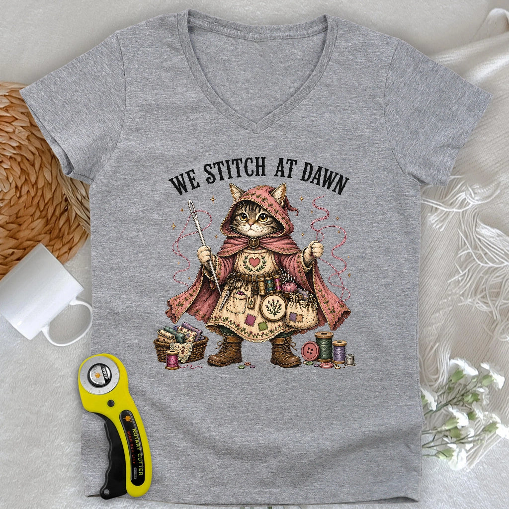 We Stitch At Dawn Lady V-neck
