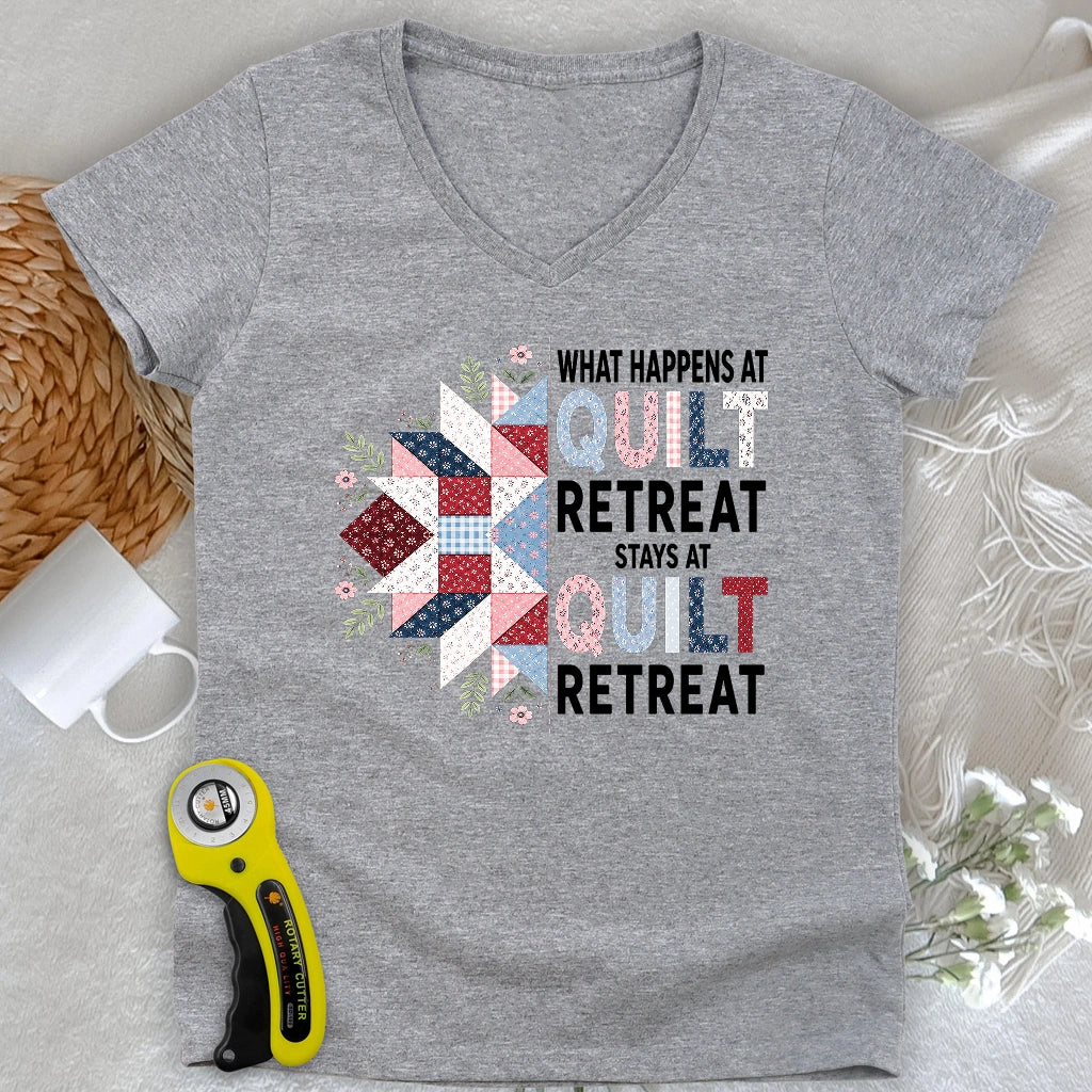 What Happens At Quilt Retreat Lady V-neck