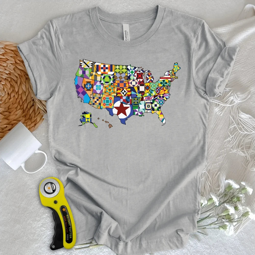 USA Quilting Map T-shirt