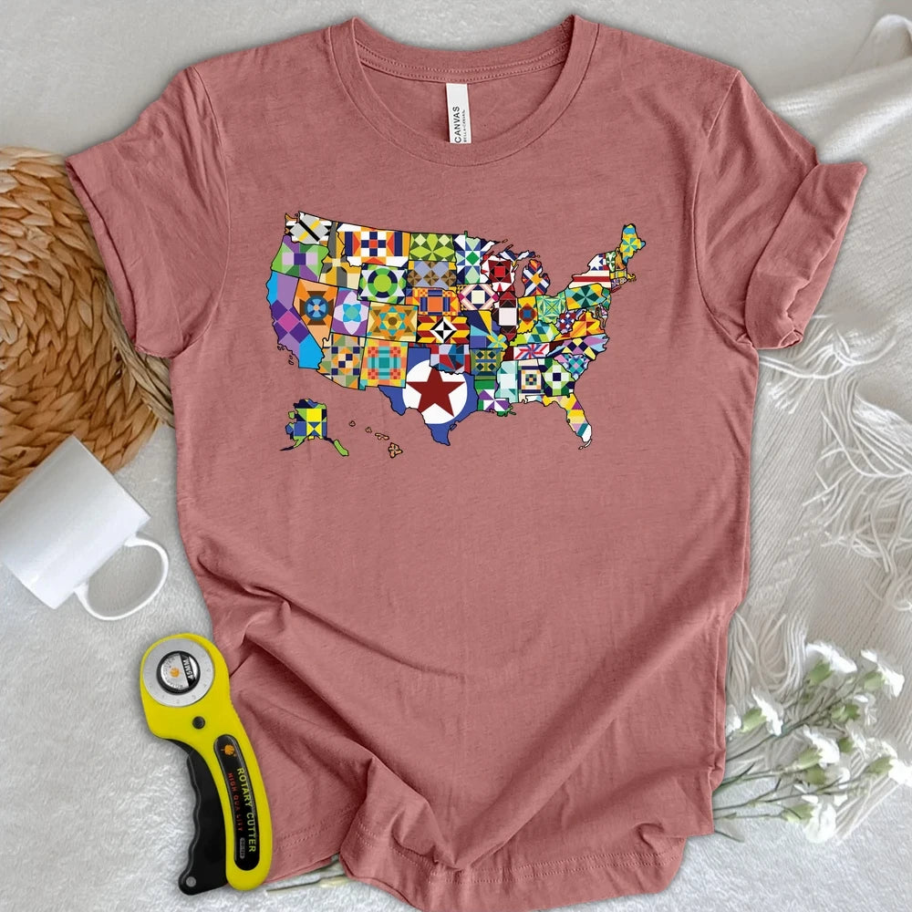 USA Quilting Map T-shirt