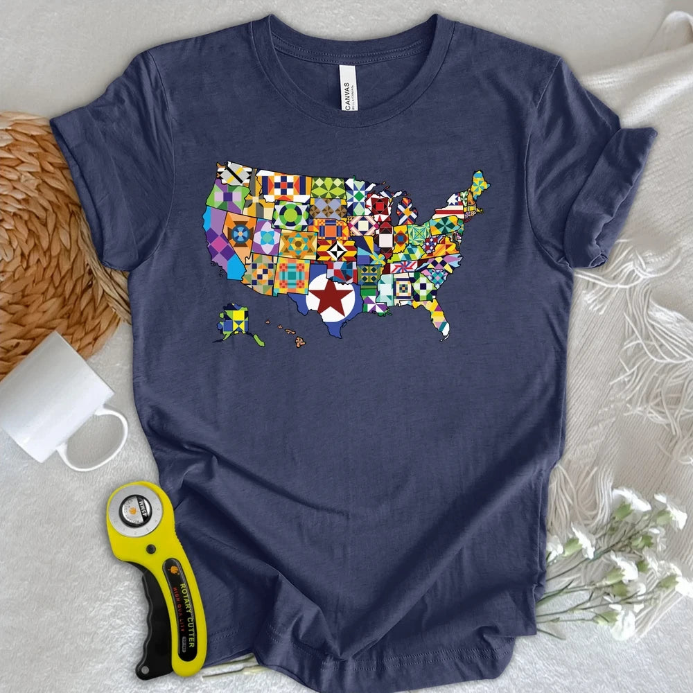 USA Quilting Map T-shirt