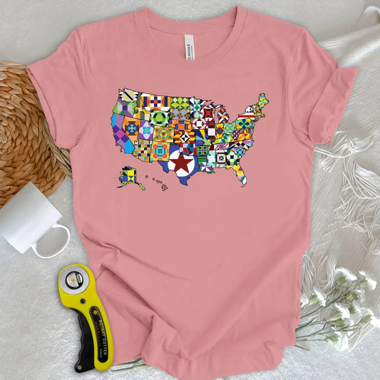 USA Quilting Map T-shirt