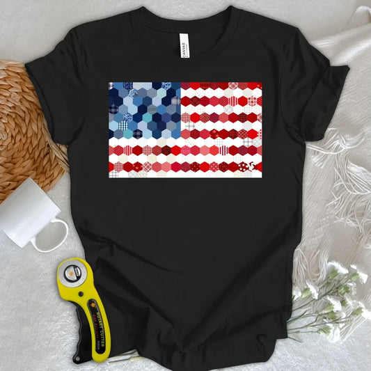 USA Flag Quilt T-shirt