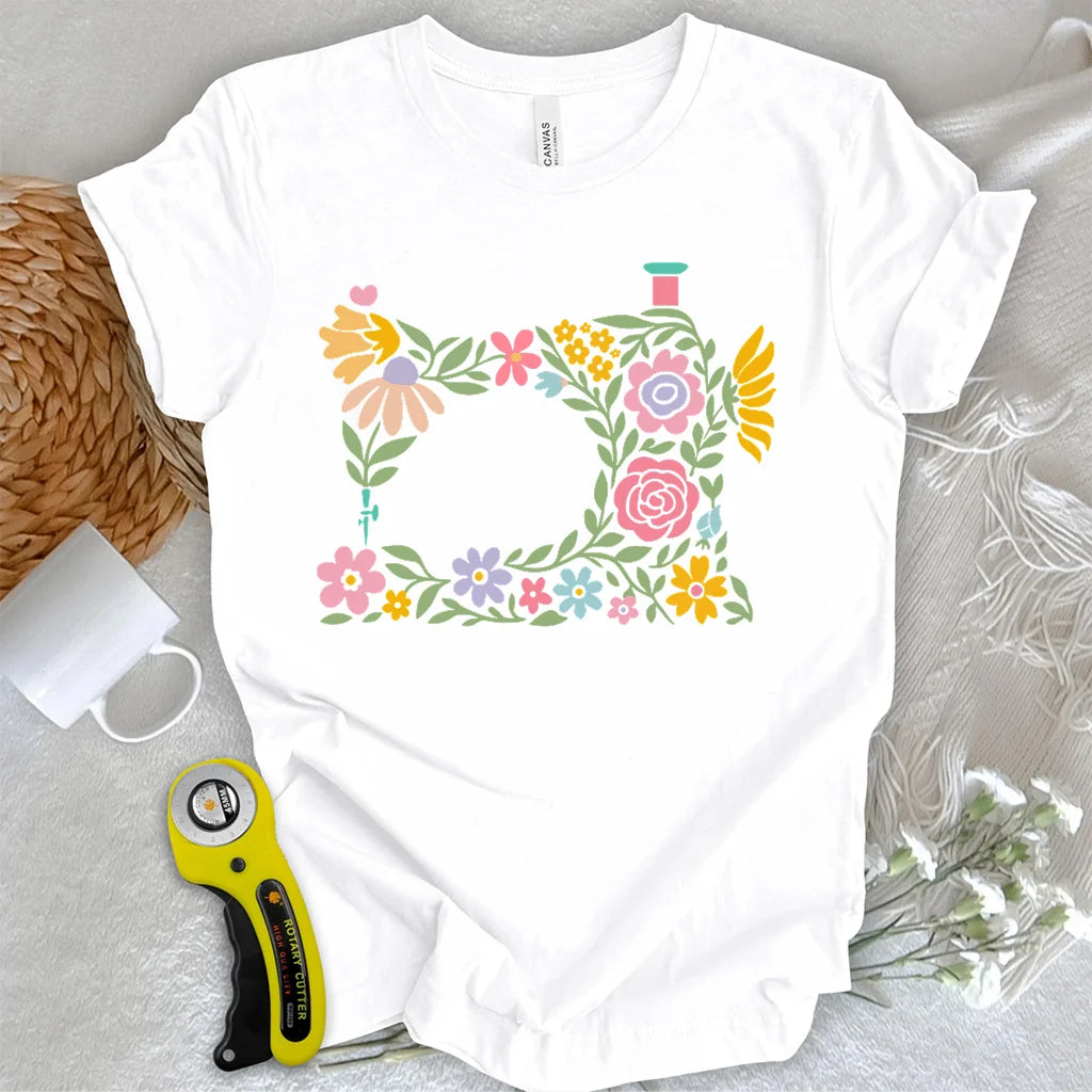 T-shirt Machine à fleurs abstraites