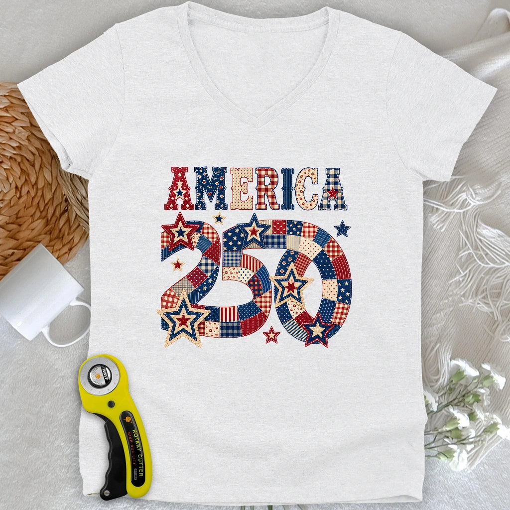 America 250 Lady V-neck