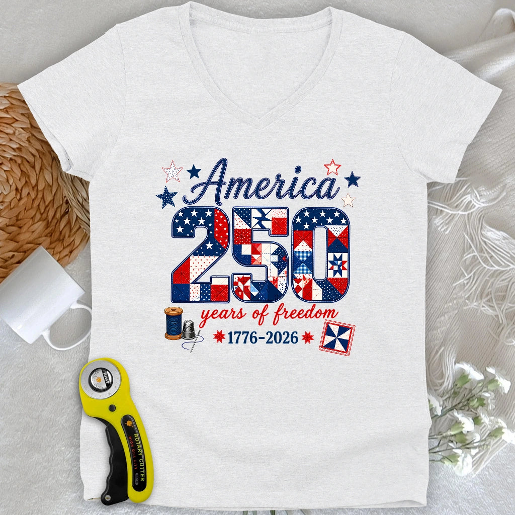 America 250: Pieced With Pride Lady V-neck